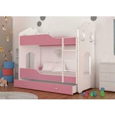 Kinder stapelbed roze - 160 x 80 cm - huisbed inclusief matras