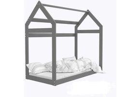 Houten bed - Huisbed - Huis bed - kinderbed - 160x80 - Grijs