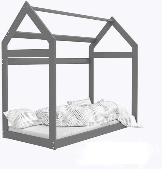 Houten bed - Huisbed - Huis bed - kinderbed - 160x80 - Grijs