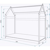 Houten bed - Huisbed - Huis bed - kinderbed - 160x80 - Grijs