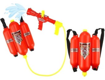 Waterpistool brandweerman brandblusser rood - Grote tank & spuitpistool