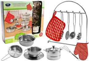 Kinderkeuken pannenset - RVS speelgoedpannen & keukengerei - 23-delig