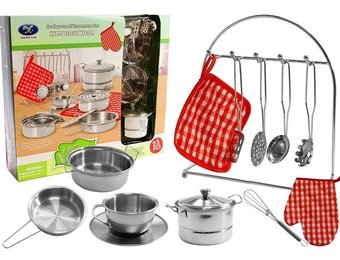 Kinderkeuken pannenset - RVS speelgoedpannen & keukengerei - 23-delig