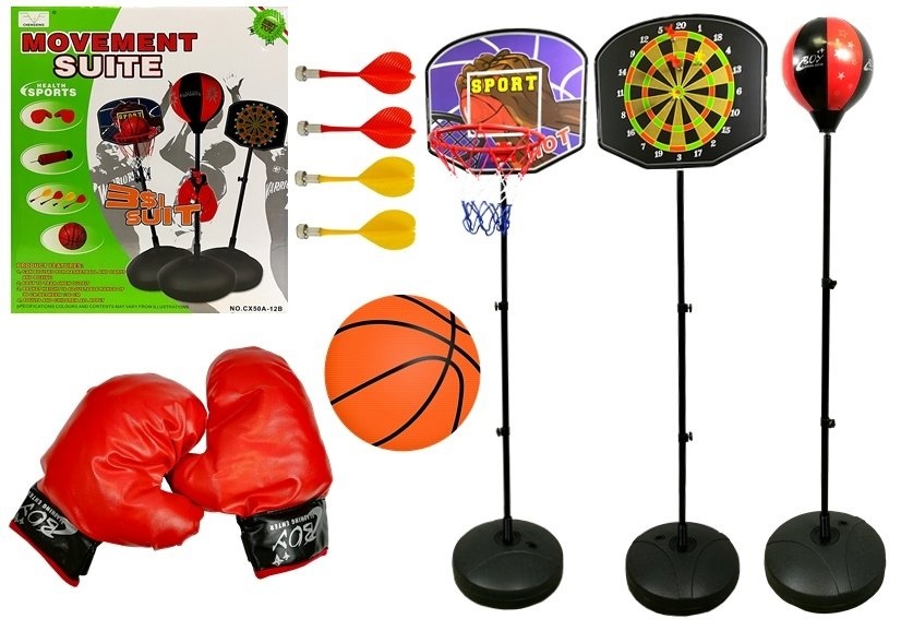 Set Sportspellen 3in1 Basketball Darts Boxing