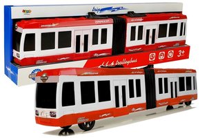 Speelgoed tram - frictie aangedreven - rood met wit - 47x7x8,5 cm