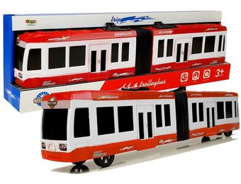 Speelgoed tram - frictie aangedreven - rood met wit - 47x7x8,5 cm