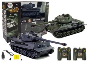 RC-tanks - set van 2 - groen en grijs - T-34 en Tiger tanks