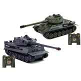 RC-tanks - set van 2 - groen en grijs - T-34 en Tiger tanks