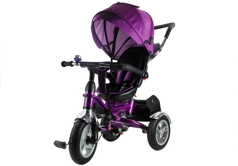 Driewieler loopwagen kinderfiets - Zwart & paars - met zonnescherm