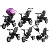 Driewieler loopwagen kinderfiets - Zwart & paars - met zonnescherm