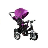 Driewieler loopwagen kinderfiets - Zwart & paars - met zonnescherm