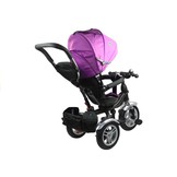 Driewieler loopwagen kinderfiets - Zwart & paars - met zonnescherm