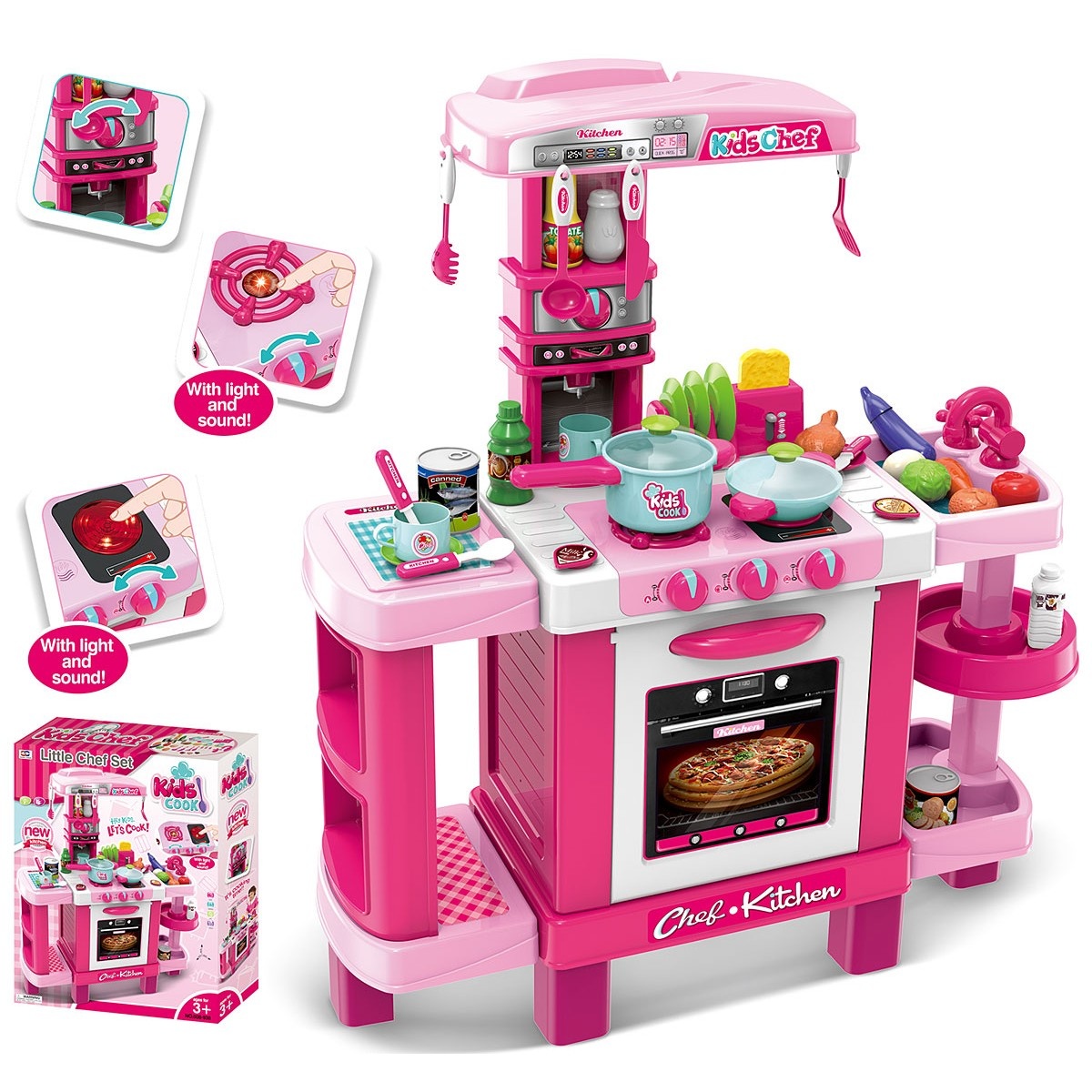 Kinderkeuken 37 elementen roze 78x29x87cm