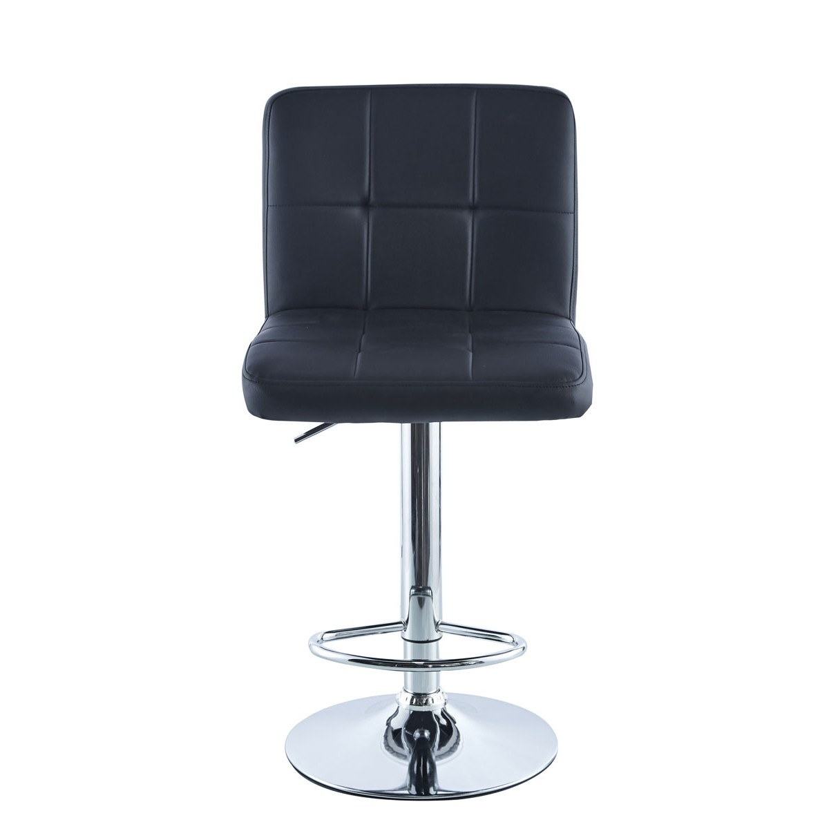 Barkruk set van 2 - Chroom met zwarte bekleding - 37x44x112 cm