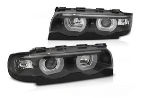 Koplampen dual halo rims geschikt voor BMW E38 94-01 Angel Eyes 3D zwart