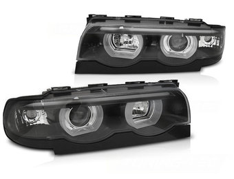 Koplampen dual halo rims geschikt voor BMW E38 94-01 Angel Eyes 3D zwart