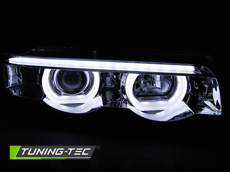 Koplampen dual halo rims geschikt voor BMW E38 94-01 Angel Eyes 3D chroom