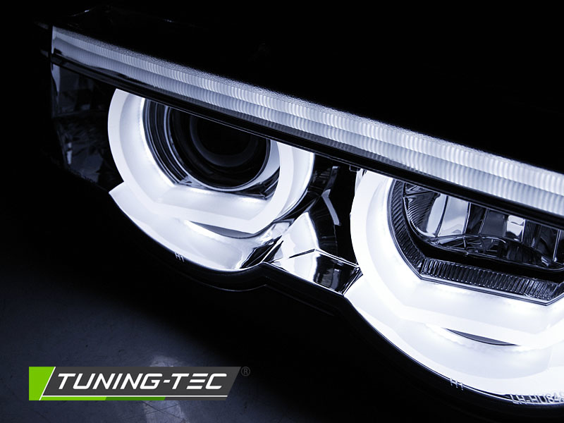 Koplampen dual halo rims geschikt voor BMW E38 94-01 Angel Eyes 3D chroom