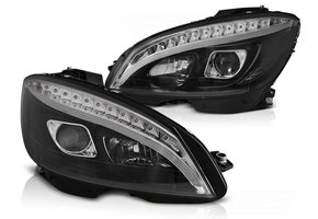 Koplampen met parkeerlicht geschikt voor Mercedes W204 07-10 zwart