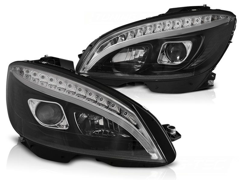 Koplampen met parkeerlicht geschikt voor Mercedes W204 07-10 zwart