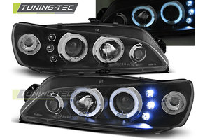 Koplampen dual halo rims geschikt voor Peugeot 306 05-97-03-01 Angel Eyes zwart