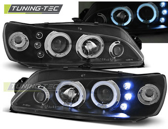 Koplampen dual halo rims geschikt voor Peugeot 306 05-97-03-01 Angel Eyes zwart