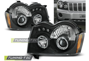 Koplampen dual halo rims geschikt voor Chrysler Jeep Grand Cherokee 05-08 Angel Eyes zwart