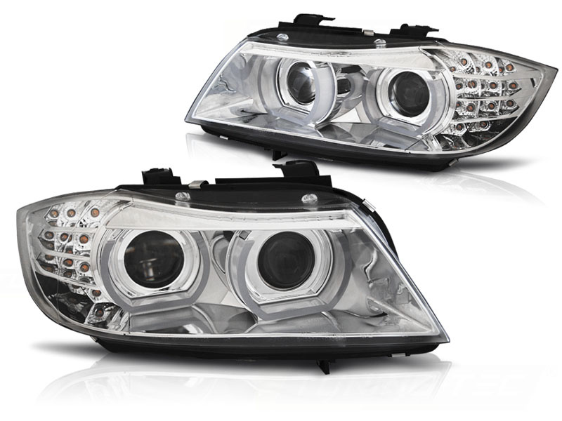 Koplampen Xenon geschikt voor BMW E90/E91 09-11 Angel Eyes chroom