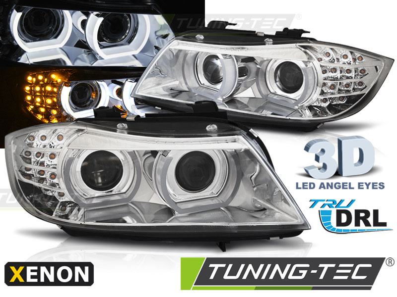Koplampen Xenon geschikt voor BMW E90/E91 09-11 Angel Eyes chroom
