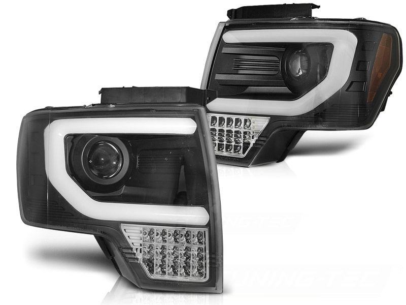 Koplampen met parkeerlicht geschikt voor Ford F150 MK12 08-14 tube light zwart