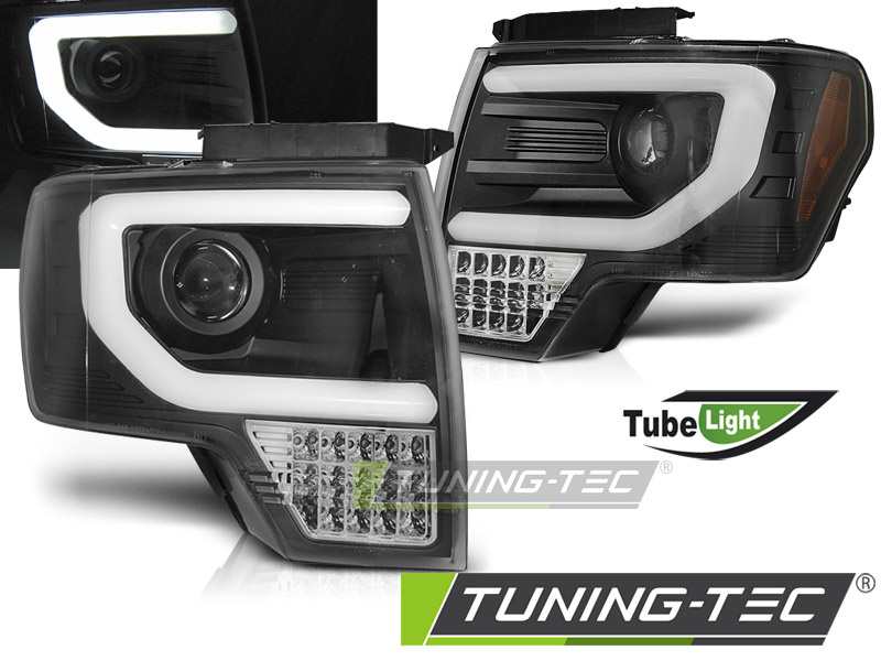 Koplampen met parkeerlicht geschikt voor Ford F150 MK12 08-14 tube light zwart