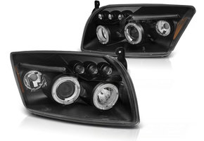 Koplampen dual halo rims geschikt voor Dodge Caliber 06-12 Angel Eyes zwart