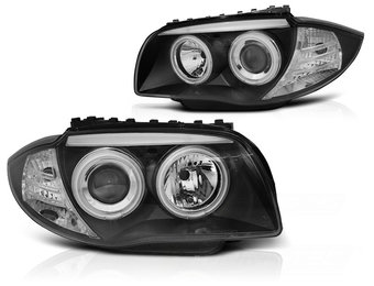 Koplampen dual halo rims geschikt voor BMW 1 E87/E81/82/88 04-11 Angel Eyes CCFL zwart