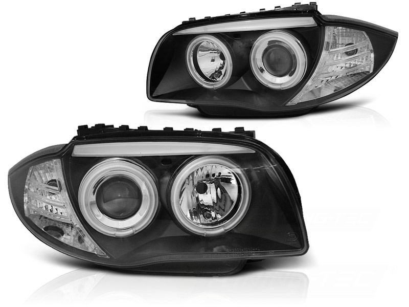 Koplampen dual halo rims geschikt voor BMW 1 E87/E81/82/88 04-11 Angel Eyes CCFL zwart