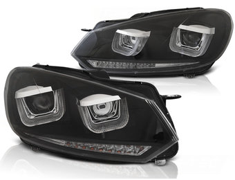 Koplampen dagrijlicht geschikt voor VW Golf 6 08-12 zwart