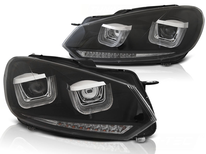 Koplampen dagrijlicht geschikt voor VW Golf 6 08-12 zwart
