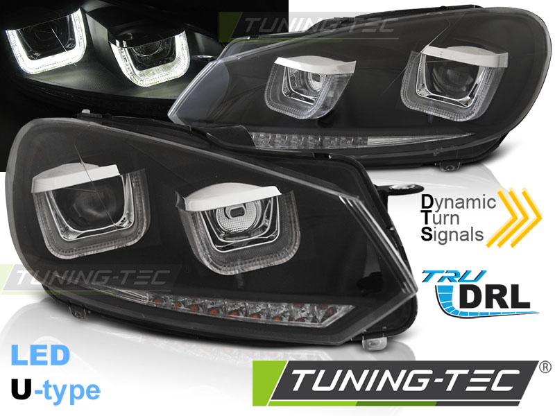 Koplampen dagrijlicht geschikt voor VW Golf 6 08-12 zwart