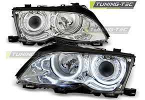 Koplampen dual halo rims geschikt voor BMW E46 09.01-03.05 Angel Eyes CCFL chroom