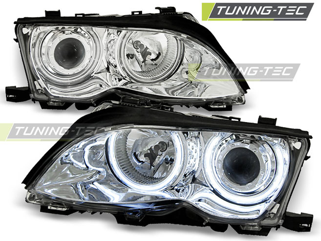 Koplampen dual halo rims geschikt voor BMW E46 09.01-03.05 Angel Eyes CCFL chroom
