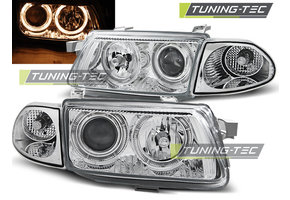 Koplampen dual halo rims geschikt voor Opel Astra F 09.94-08.97 Angel Eyes chroom