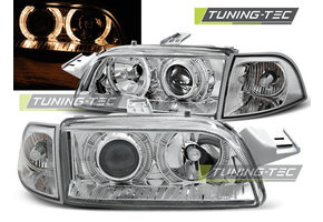 Koplampen dual halo rims geschikt voor Fiat Punto 1 11.93-09.99 Angel Eyes chroom