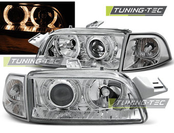 Koplampen dual halo rims geschikt voor Fiat Punto 1 11.93-09.99 Angel Eyes chroom