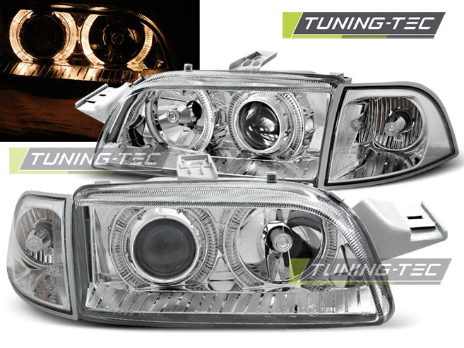Koplampen dual halo rims geschikt voor Fiat Punto 1 11.93-09.99 Angel Eyes chroom