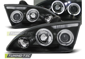 Koplampen dual halo rims geschikt voor Ford Focus II 09.04-01.08 Angel Eyes zwart
