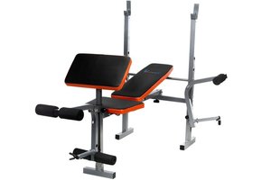 Sportbank - opklapbaar - multifunctioneel - volledig instelbaar - voor gewichten - zwart & oranje