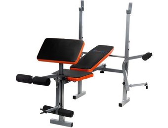 Sportbank - opklapbaar - multifunctioneel - volledig instelbaar - voor gewichten - zwart & oranje