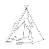 Tipi tent zigzag zwart - 120x100x160 cm