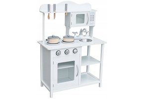 Houten kinderkeuken met apparatuur - wit - 7 accessoires