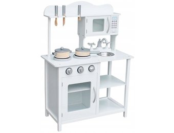 Houten kinderkeuken met apparatuur - wit - 7 accessoires