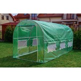 Tuinkas 3x2x2 meter - 6m2 - metalen frame met groene PE-folie - met klamboe ramen